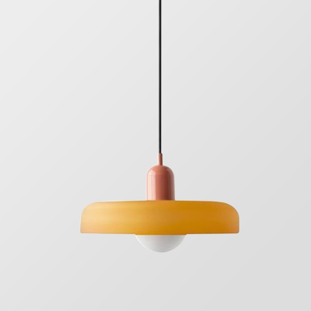 Liora Bauhaus-Glaspendelleuchte, höhenverstellbar, sechs Gehäusefarben