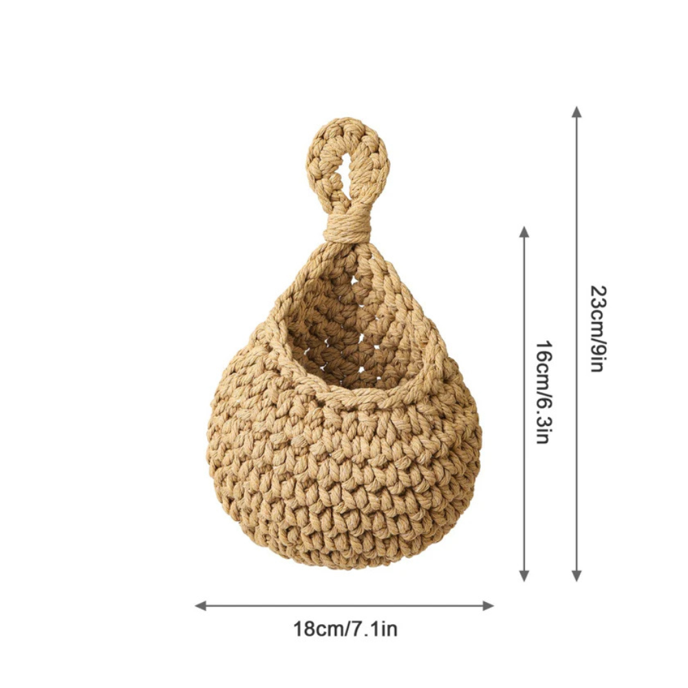 Coș suspendat, iută împletită manual, accent decorativ rustic boho pentru casă