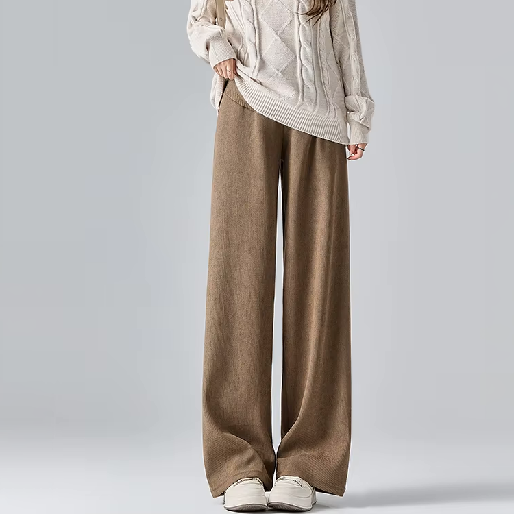 Pantaloni premaman, modello a gamba larga in misto cotone per il comfort quotidiano