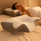 Oreiller cervical ergonomique SomniEase profilé en mousse à mémoire de forme, avec soutien du cou