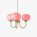 Candeeiro de Teto Alora em Vidro, Abajures Rosa Pálido, Cobre ou Cromo, 3 ou 5 Lâmpadas