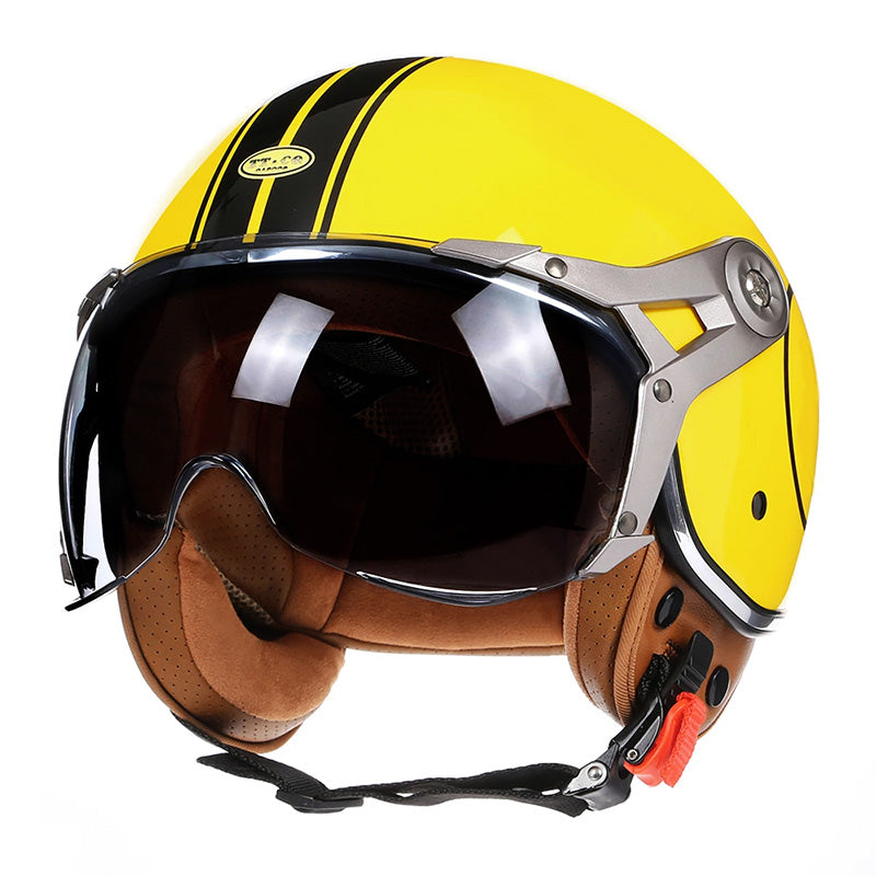 LyraJet Retro Motorcycle Helmet, DOT & ECE Certified, Bubble Visor