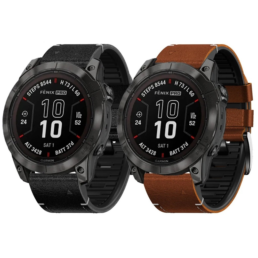 Garmin Fenix Hybrid Watch Strap, Leather And Silicone, Arion Series