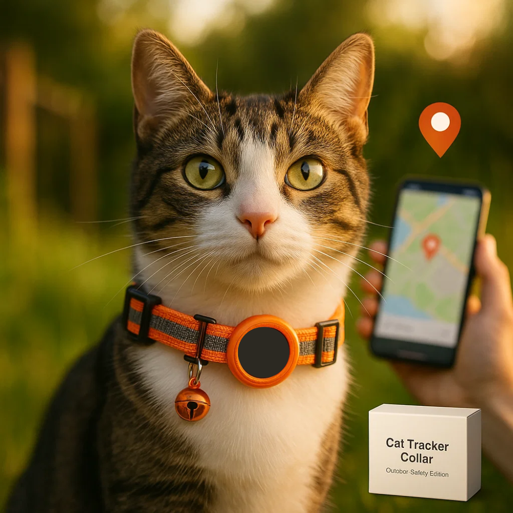 Macskanyakörv GPS-nyomkövető-tartóval, fényvisszaverő és biztonsági kioldóval