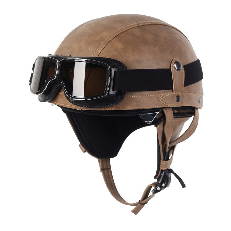 NovaRove バイクヘルメット、レトロスタイル、格納式UVレンズ、DOT認証済み