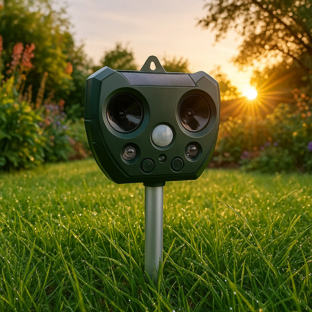 Répulsif solaire à ultrasons pour oiseaux avec détecteur de mouvement, résistant aux intempéries, SolPro