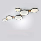 NovaLumen Metal and Wood Ceiling Light, 3 to 7 Lamps, White, Gray or Green
