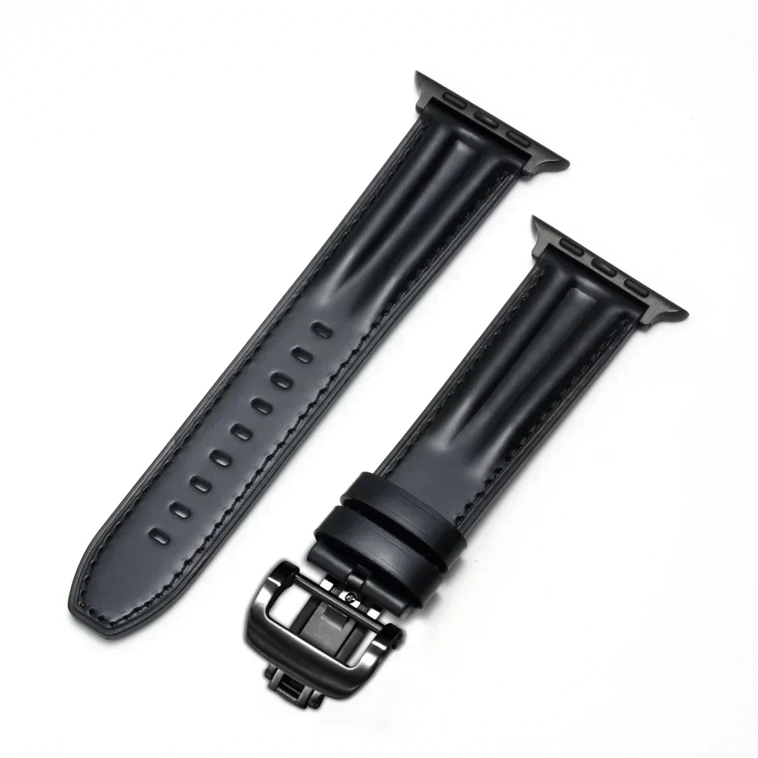 רצועת שעון עור מחורצת Marvelle ל-Apple Watch, אבזם פרפר
