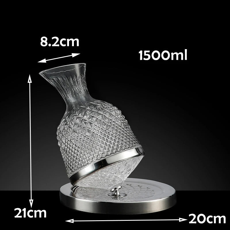 Lasinen viinikarahvi, AureoSpin 1500ml, 360° pyörivällä alustalla