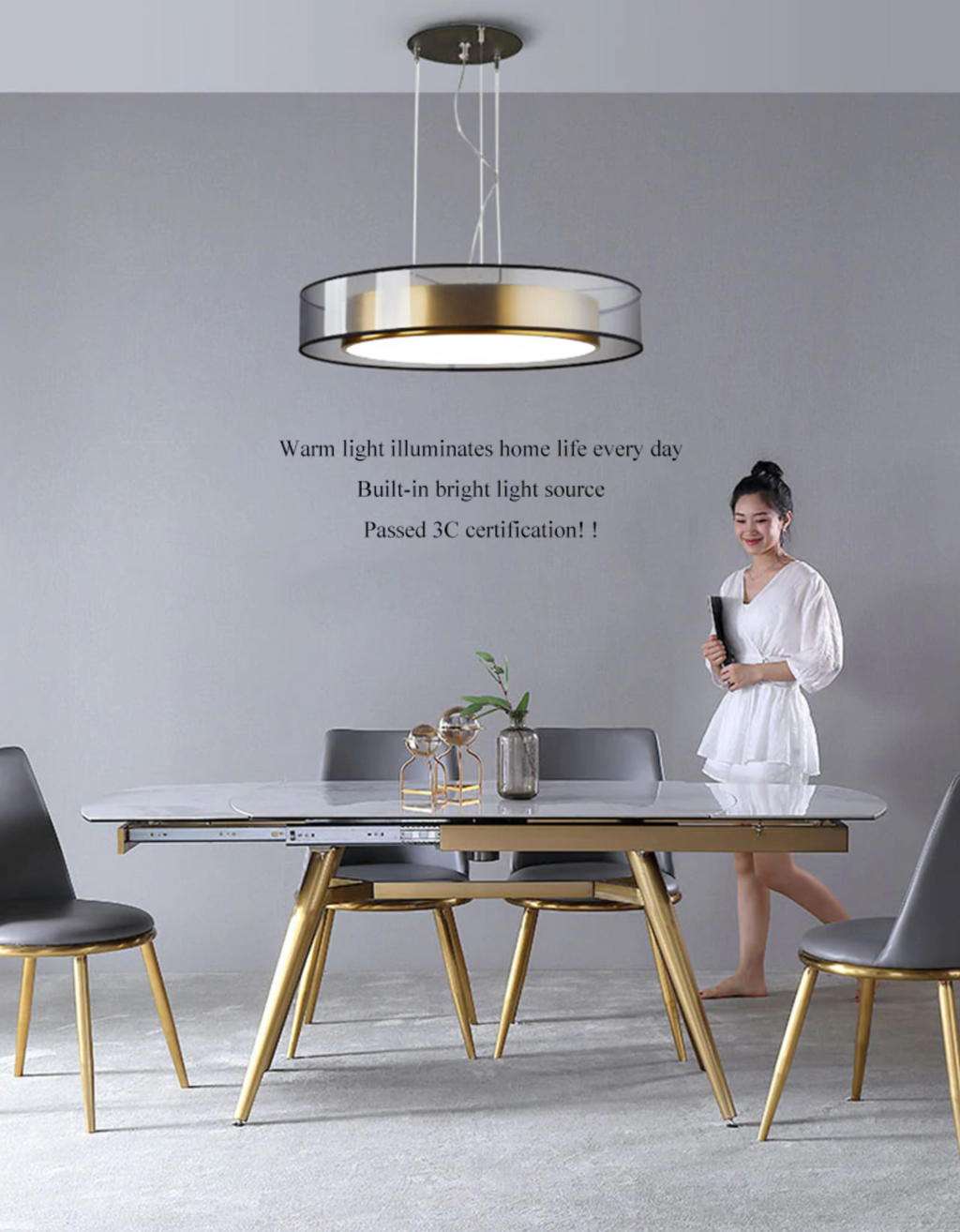 Lámpara de techo Zentra TriLight, 3000 K/4000 K/5000 K, de superficie o colgante
