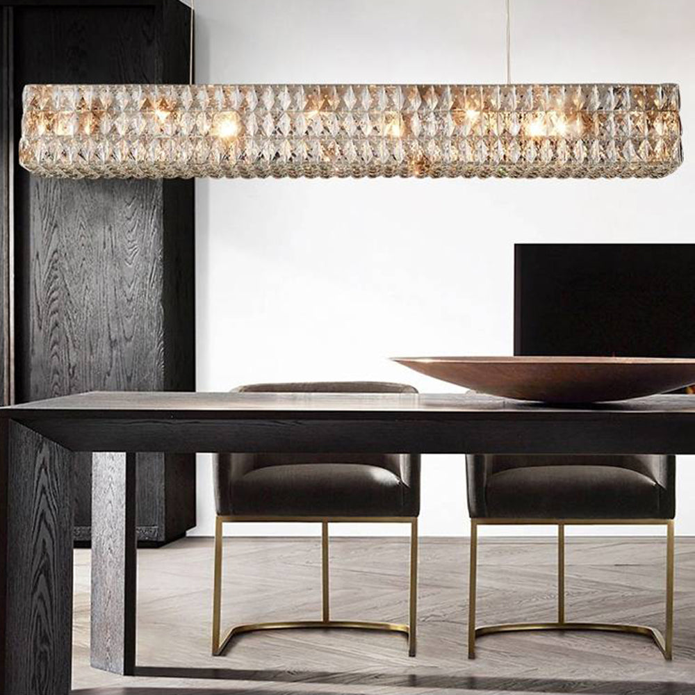 Kristy Rectangular Luxury Crystal Chandelier, 2 Colour | Fioriscas