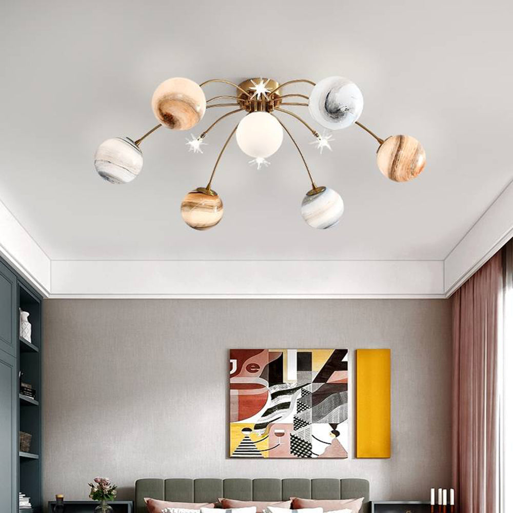 Aria Modern Planet Flush Mount Ceiling Light, Living Room | Fioriscas
