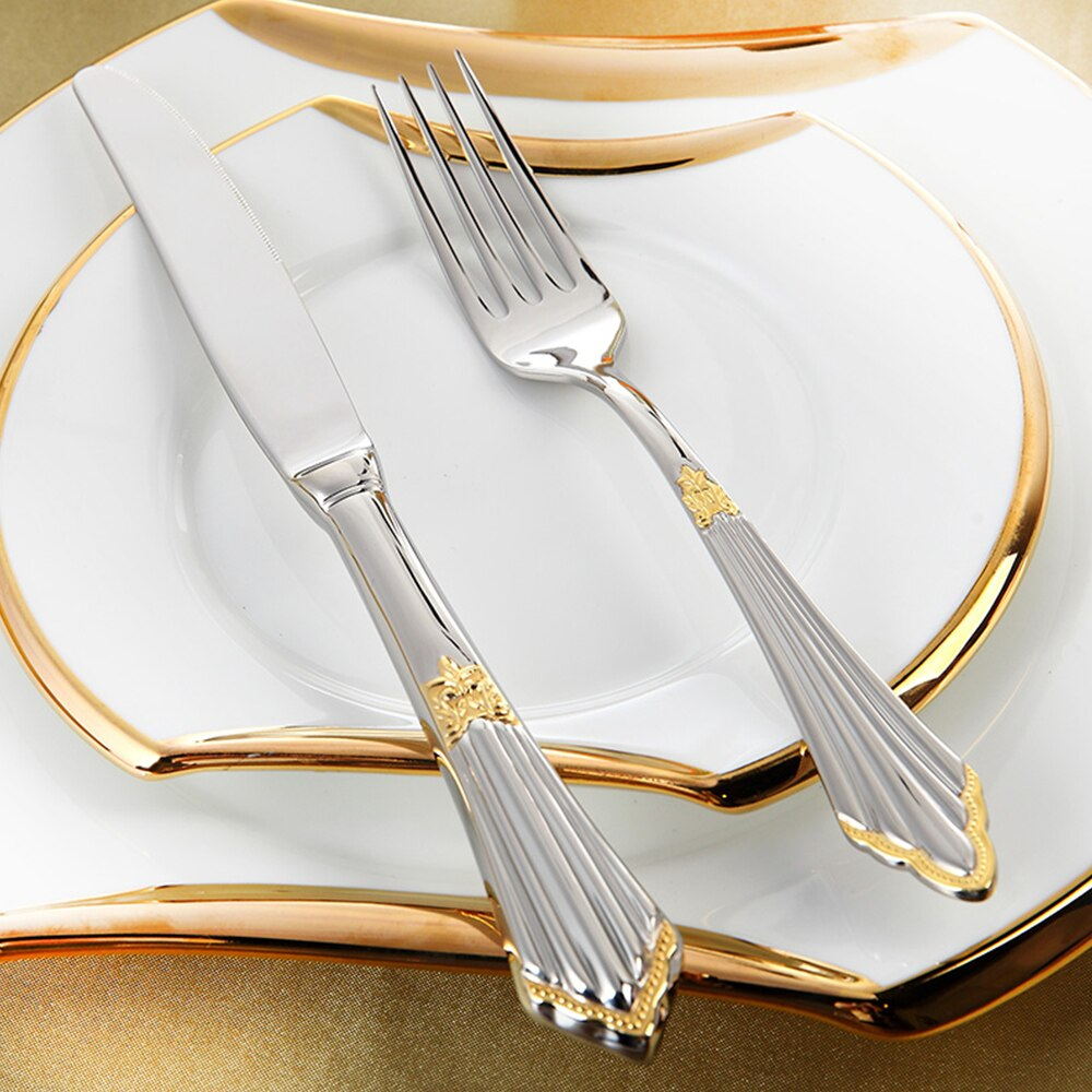 Gold-Tone Cutlery Set, Aurelia Handcrafted 18/10 Stainless Steel