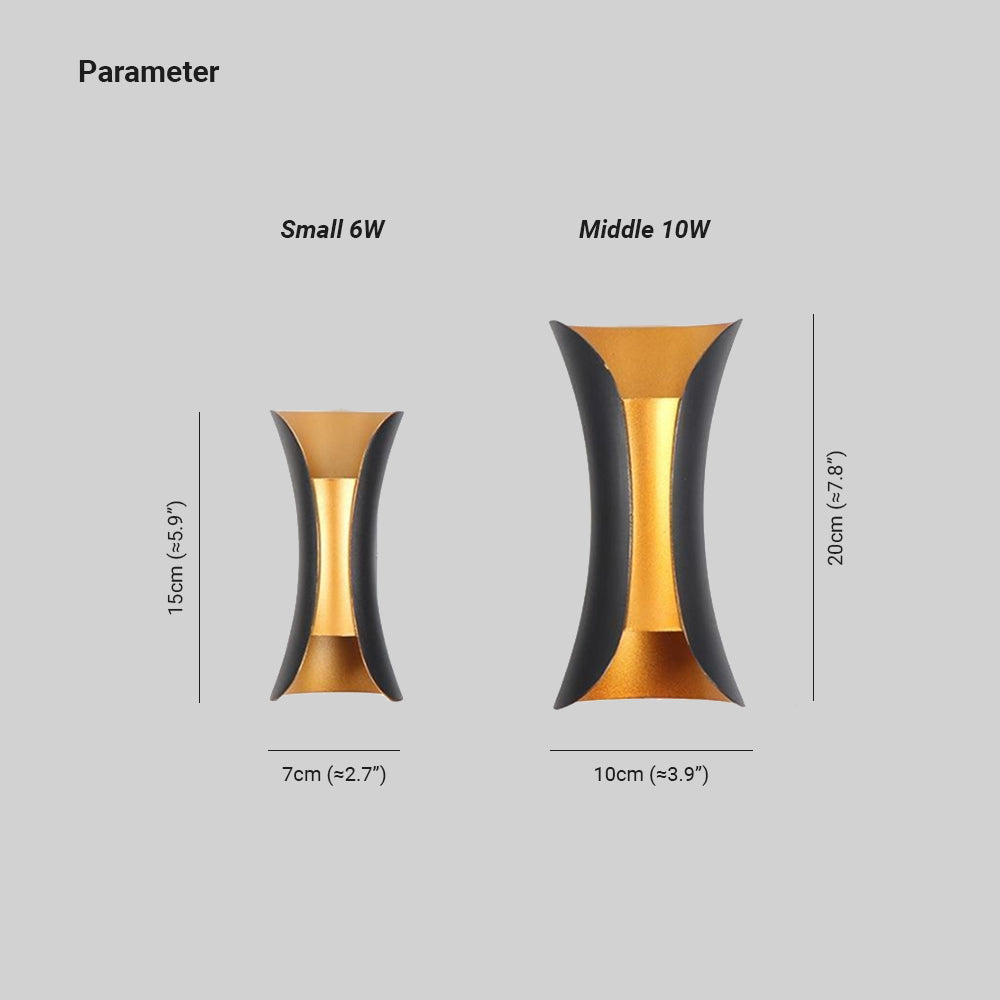 Lampada da parete curva per esterni, applique LED Arcora, cablata IP65