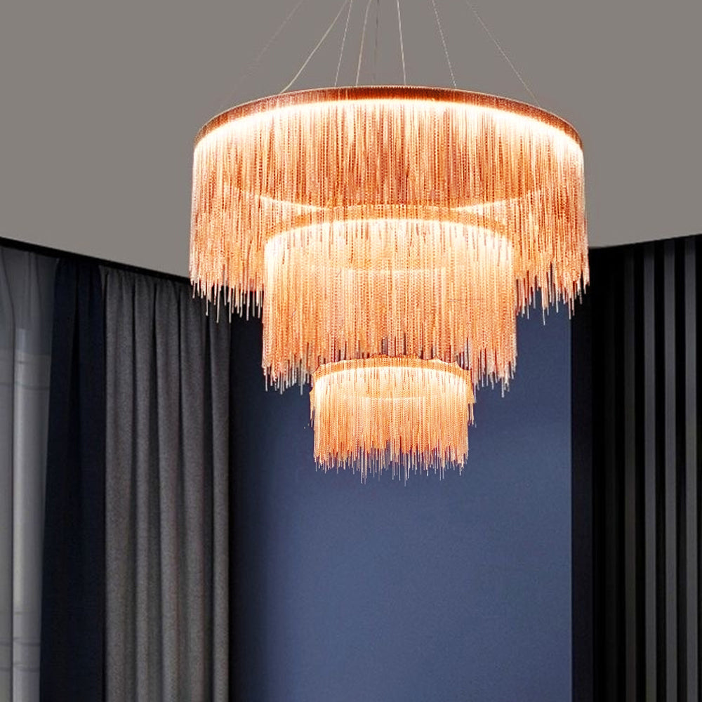 Arisha Tassel Chain Art Deco Pendant Light Silver/Gold Living Room/Hall | Fioriscas