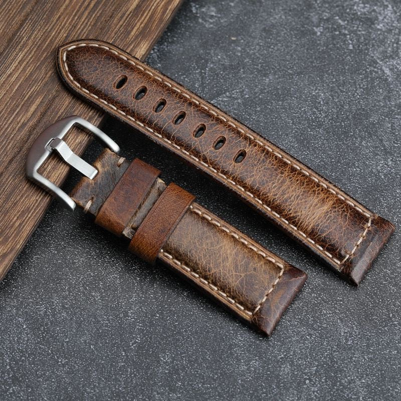 Watch Strap For Apple Watch, Waxed Vintage Cowhide Leather