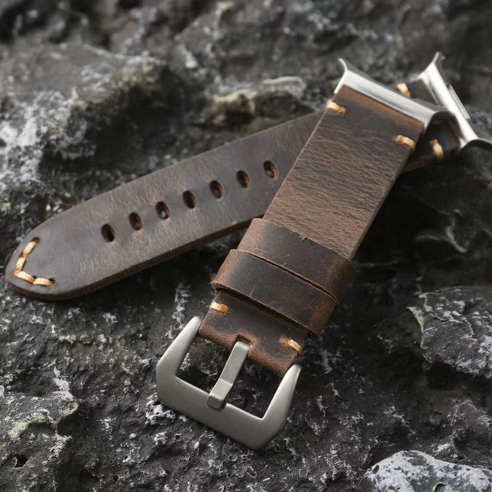 Full-Grain Leather Watch Band, Vintage Patina, Fits Samsung Watch Ultra 47mm