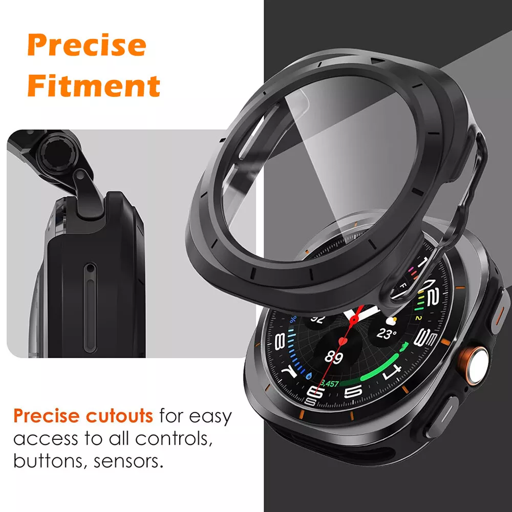 Custodia Samsung Galaxy Watch Ultra 47mm, Guscio in vetro temperato Orvalo