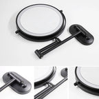 LED-Vergrößerungsspiegel für Make-up, wiederaufladbar, schwarz, zur Wandmontage