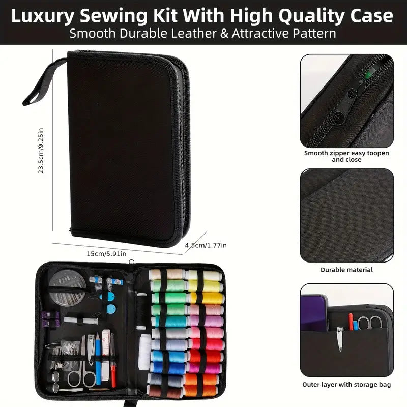 Multicolor Sewing Kit With Case For Everyday Clothing Fixes