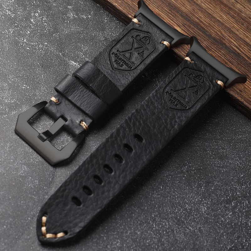 Full-Grain Leather Watch Band, Vintage Patina, Fits Samsung Watch Ultra 47mm