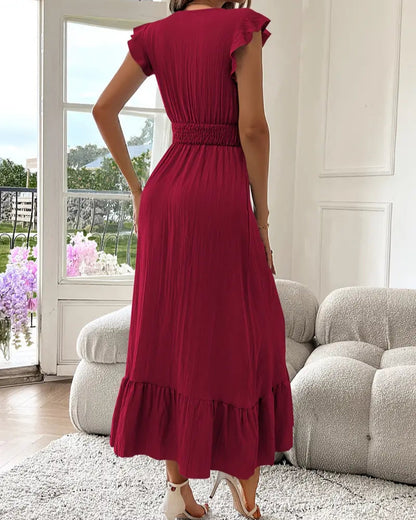 LOLI I ROBE À COL EN V ET MANCHES À VOLANTS