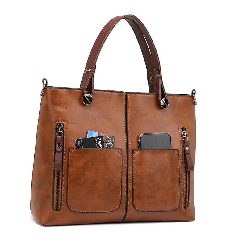 Leather Tote Bag, NordVine Handcrafted Nordic-Style Design