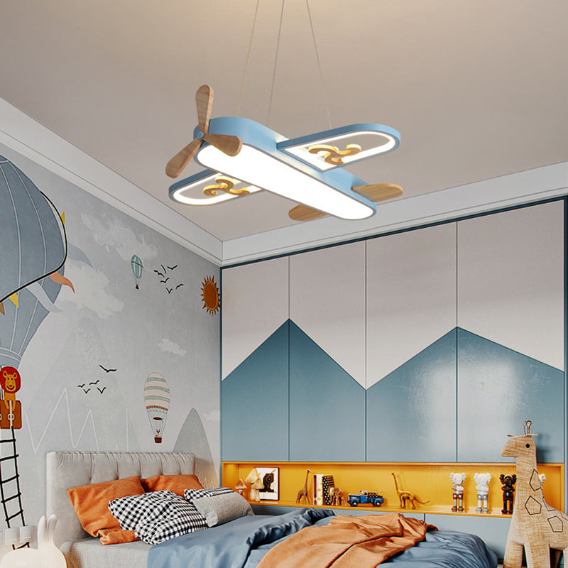 LED-Deckenleuchte in Flugzeugform für Kinderzimmer, dimmbare Pendelleuchte LumaPlane mit Fernbedienung