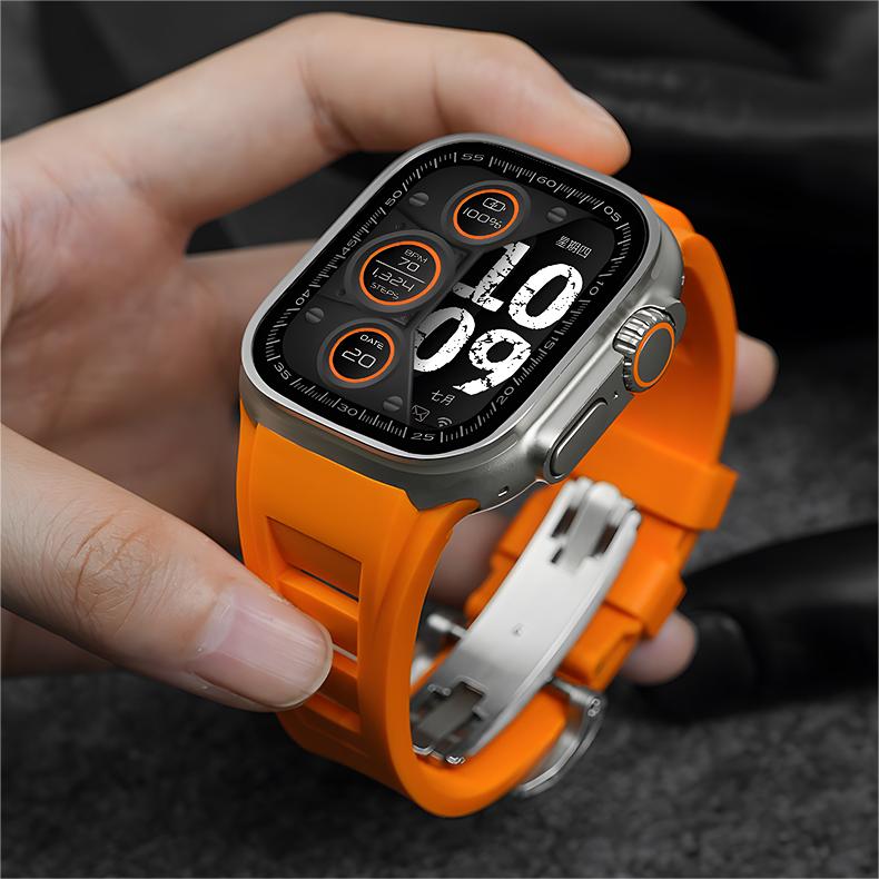 Zephra Apple Watch Band, FKM Sport Strap With Dual Buckle