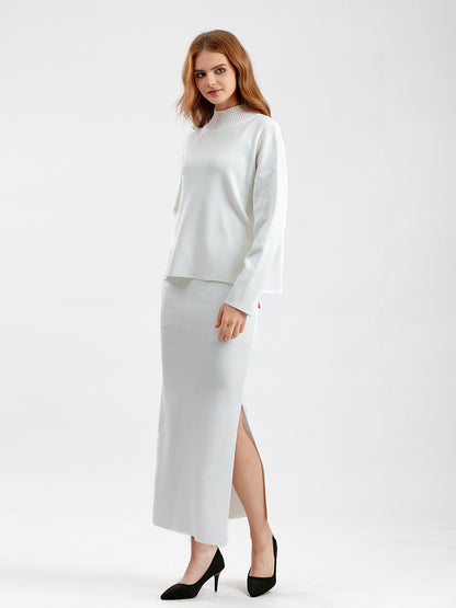 L'Ensemble Maille Côtelée | Pull Confort & Jupe Longue