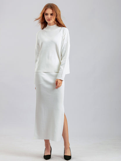 L'Ensemble Maille Côtelée | Pull Confort & Jupe Longue