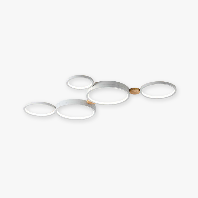 NovaLumen Metal and Wood Ceiling Light, 3 to 7 Lamps, White, Gray or Green