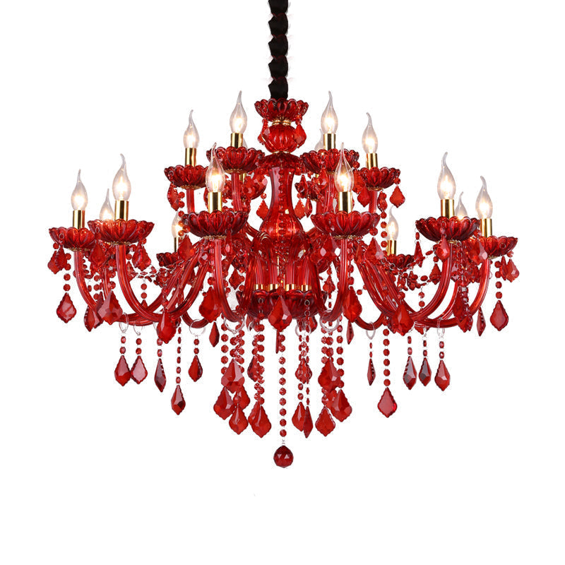 Krystal lysekrone til moderne stuer, Aurelia Crimson Red
