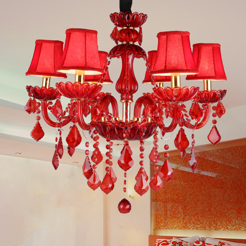 Krystal lysekrone til moderne stuer, Aurelia Crimson Red