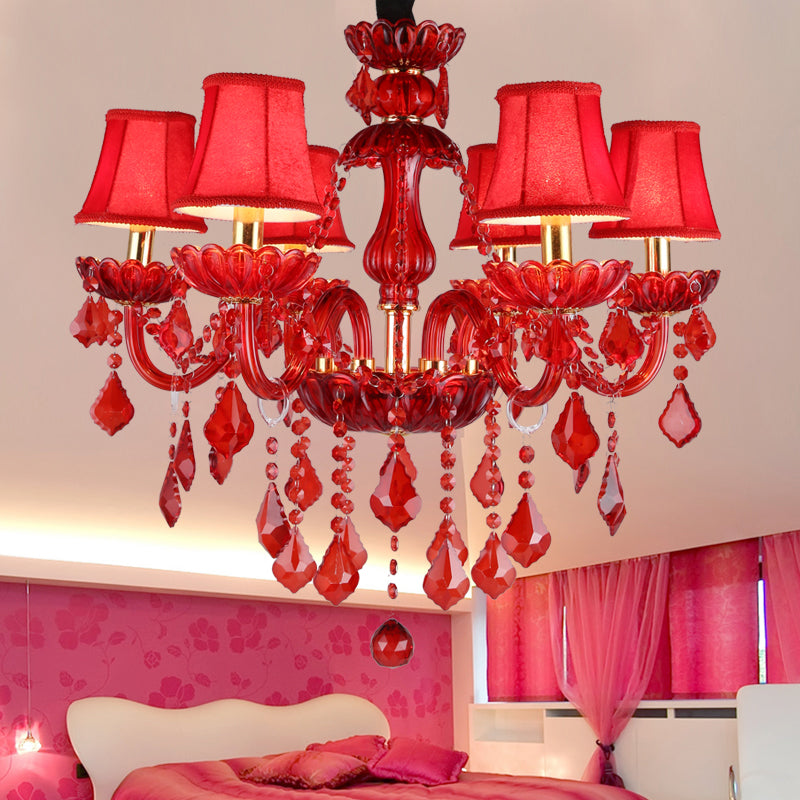 Krystal lysekrone til moderne stuer, Aurelia Crimson Red
