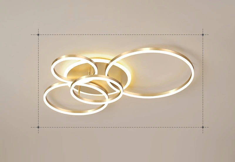 LunaRing Floating-Ring LED Ceiling Light, Gold or White, Remote Dimmable