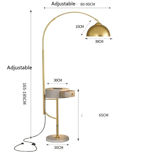 Arch Floor Lamp, Marisol Design With Side Table Base