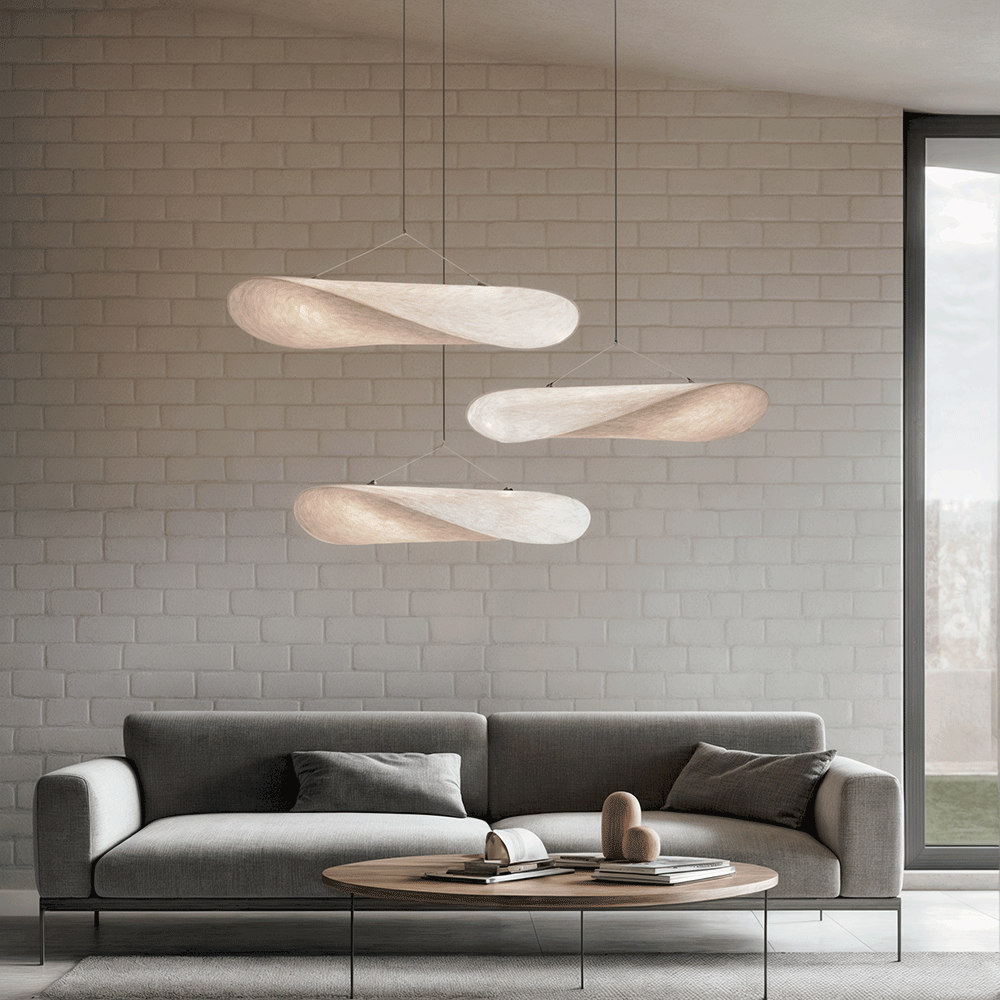 Lyra LED Chandelier With Layered Silk-Leaf Shade, Nordic-Style Design