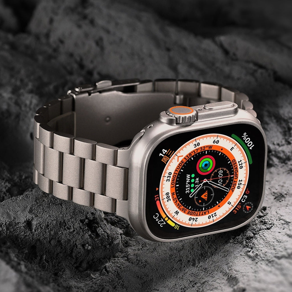 Apple Watch Titanium Band With Folding Safety Buckle, Kestrel Style
