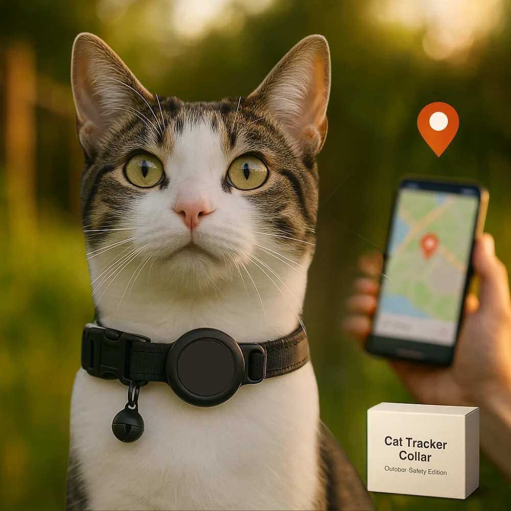 Macskanyakörv GPS-nyomkövető-tartóval, fényvisszaverő és biztonsági kioldóval