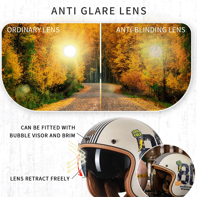 LumaPeak KB2 Motorradhelm mit offenem Gesicht, leichte ABS-Schale, DOT- und ECE-zertifiziert