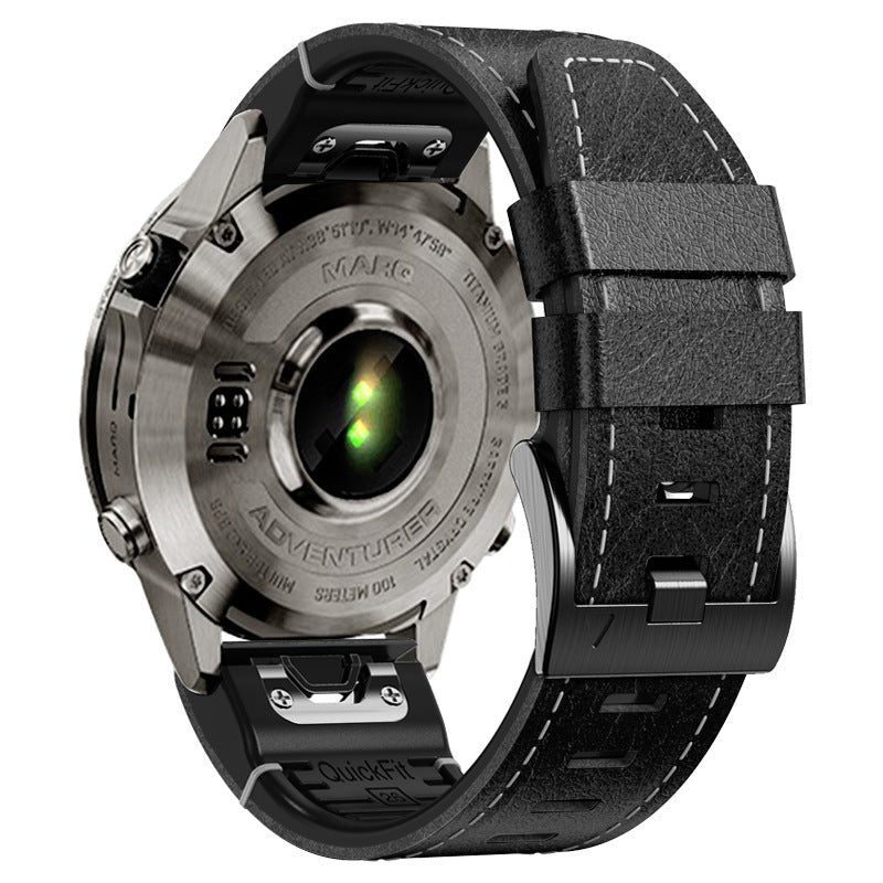 Garmin Fenix Hybrid Watch Strap, Leather And Silicone, Arion Series