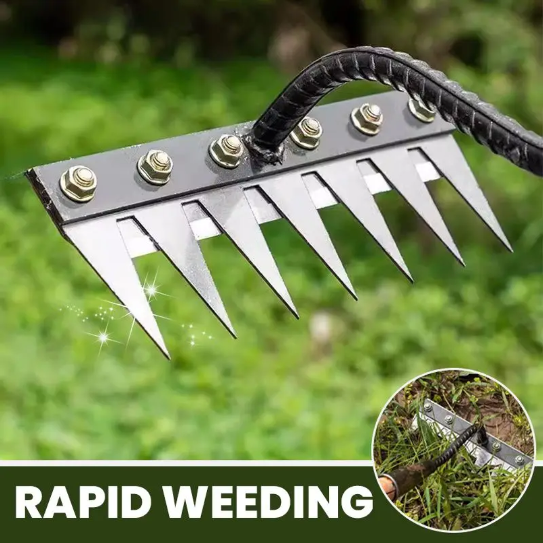 ThriveGard Steel-Tooth Garden Weeding Rake, Ergonomic Adjustable Grip