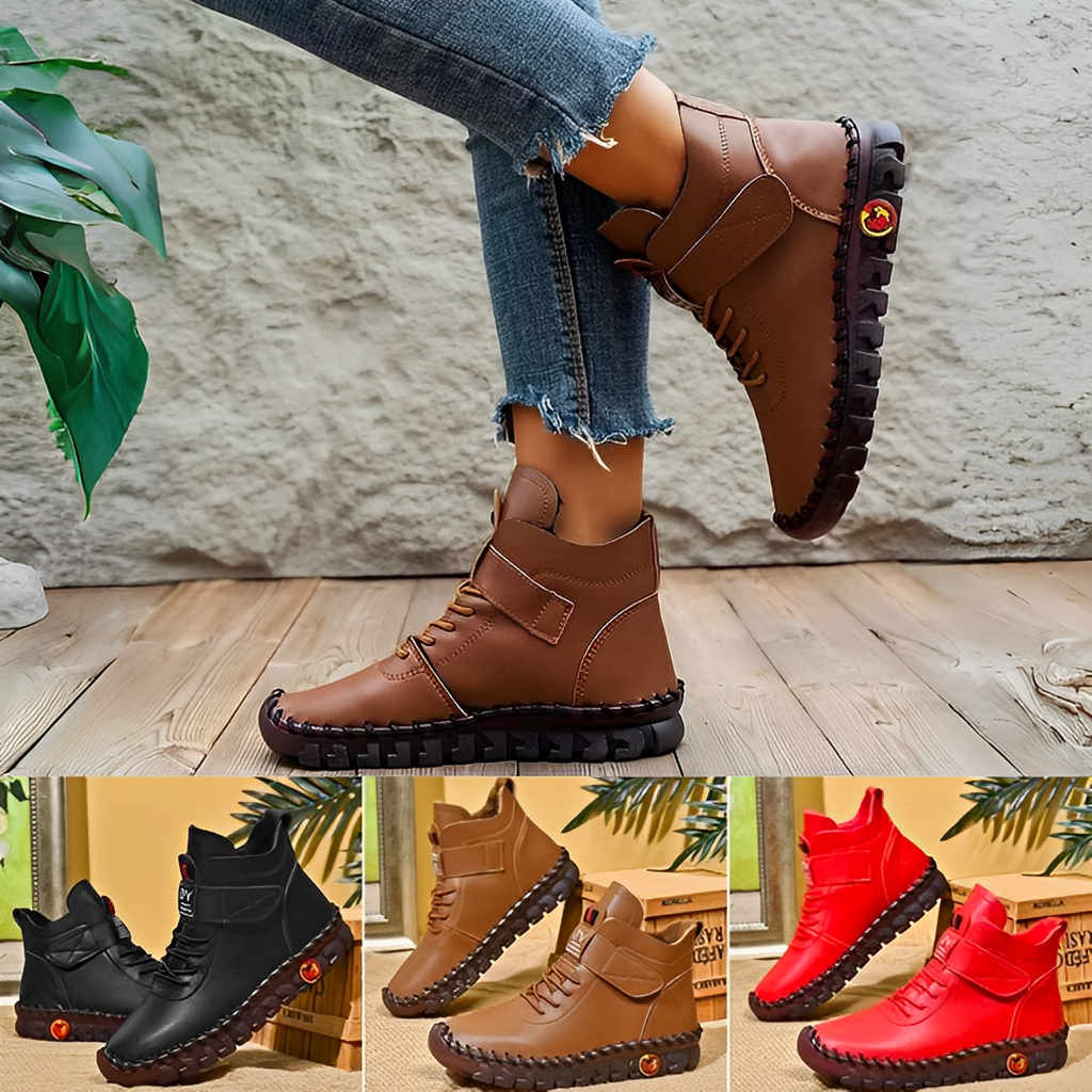 Elegante Jeans-Stiefeletten aus geprägtem Leder mit gepolstertem Komfort