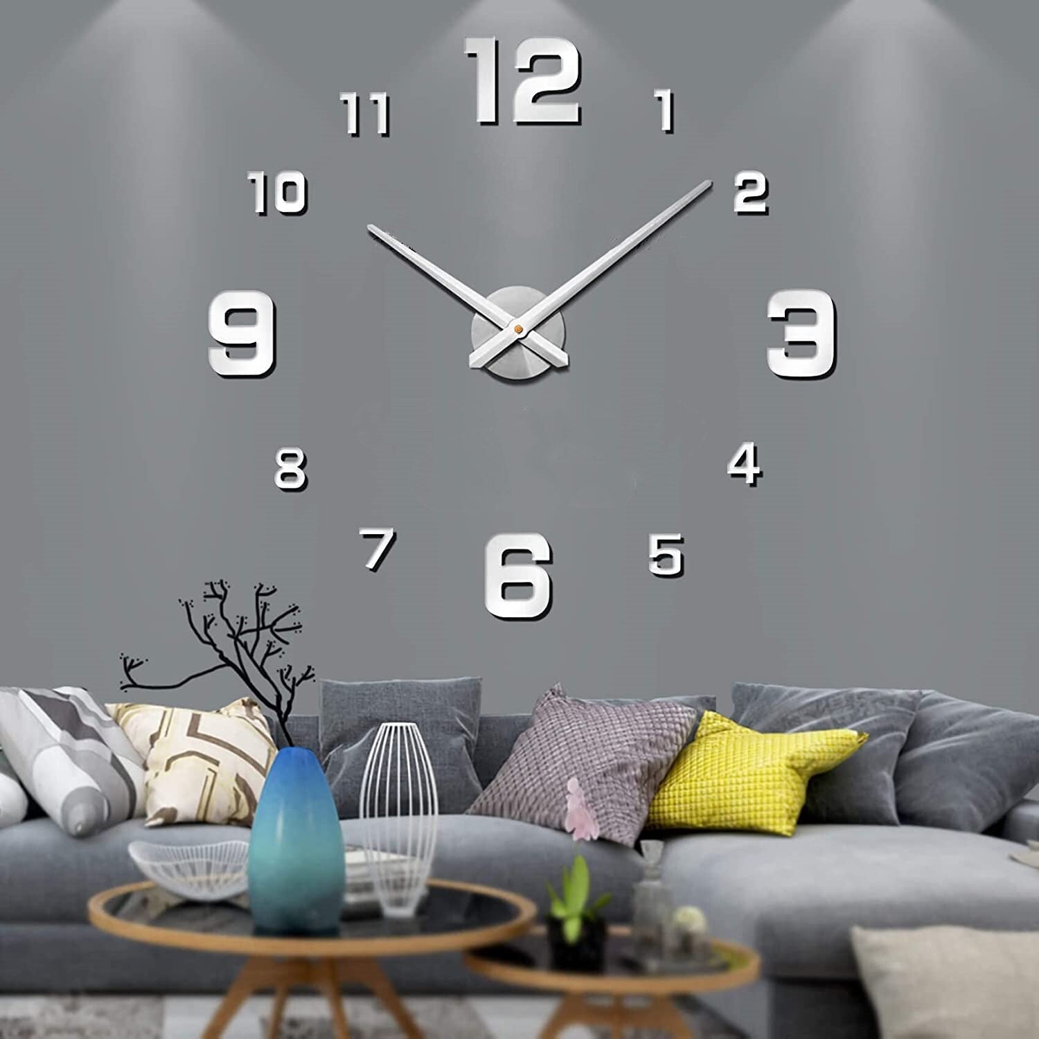 DIY 3D Wall Clock Kit, Numeral & Hand Layout, Two Size Ranges