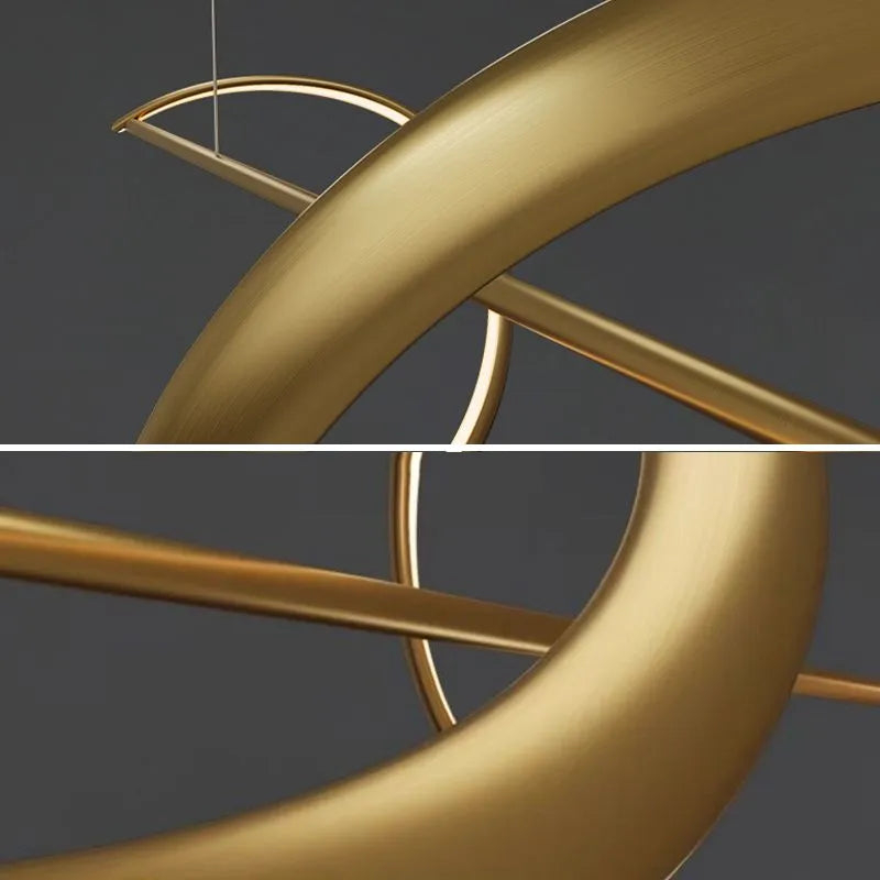 Zelin Pendant Light Wave Minimalist Designer, Metal, Brass/Black | Fioriscas