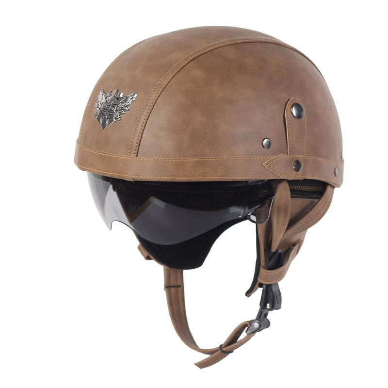 NovaRove バイクヘルメット、レトロスタイル、格納式UVレンズ、DOT認証済み