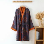 Szlafrok kimono, wygoda z czystej bawełny, damski styl retro