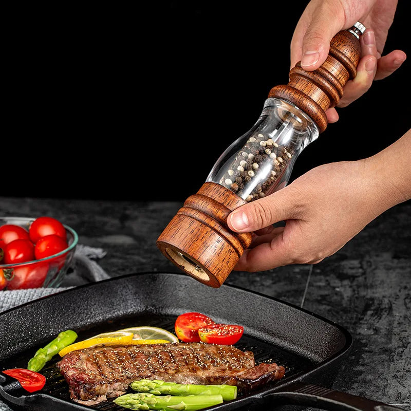 Set di macinini per sale e pepe in legno massello per cucina e tavola