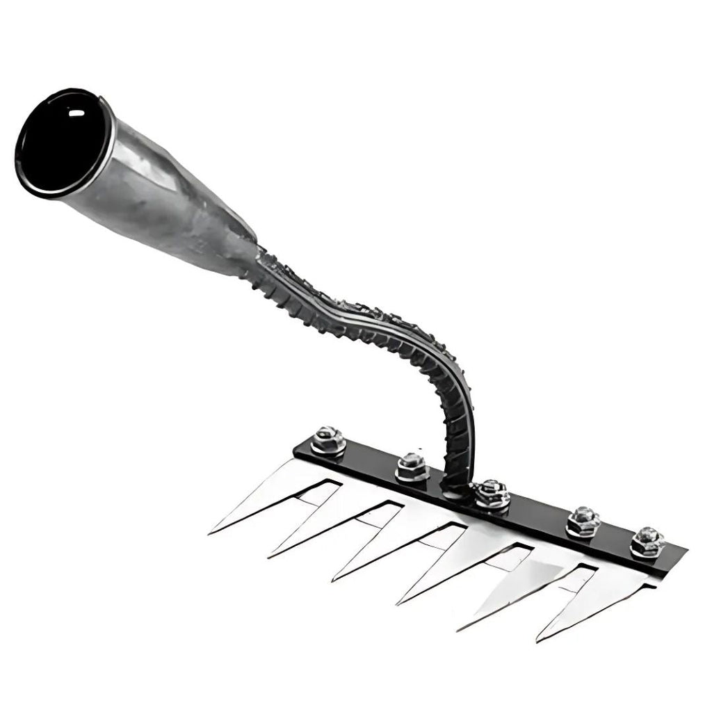 ThriveGard Steel-Tooth Garden Weeding Rake, Ergonomic Adjustable Grip